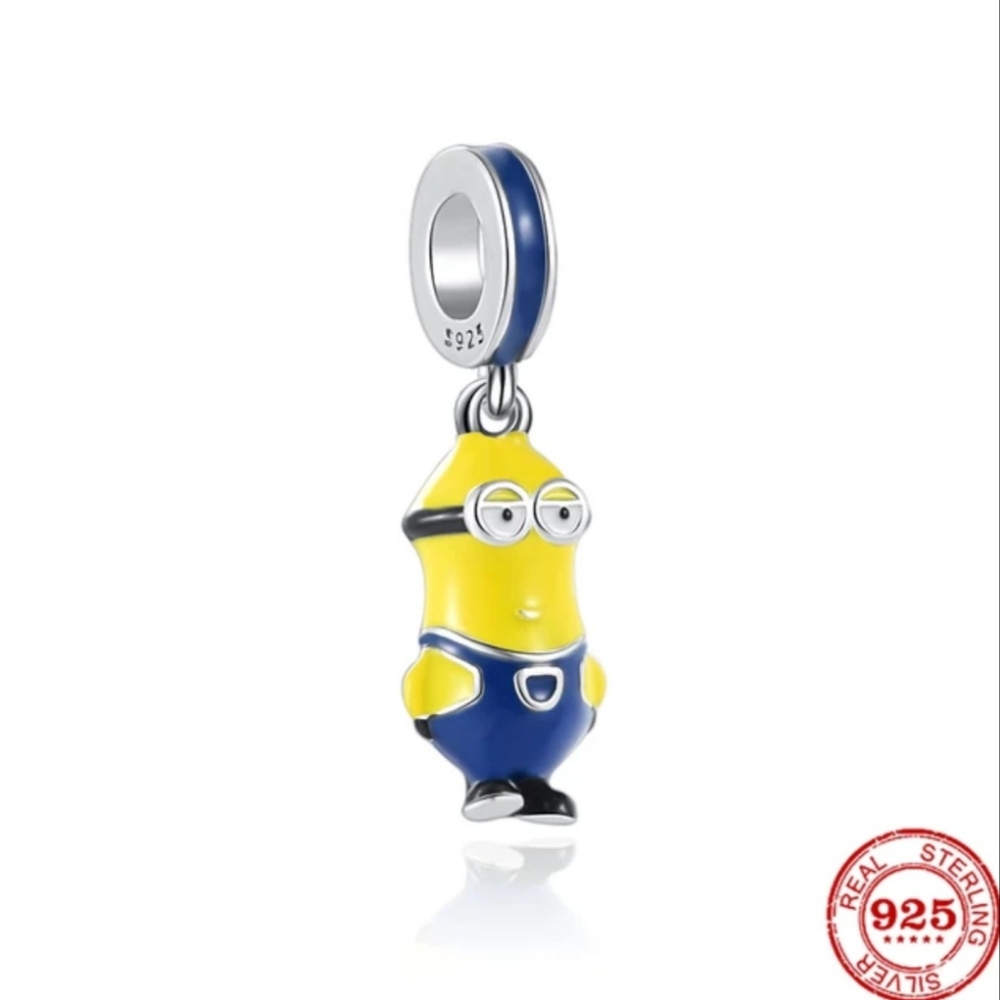 🎆Sterling Silver 925 Kevin from Minions and Dispicable Me Dangle Bracelet Charm